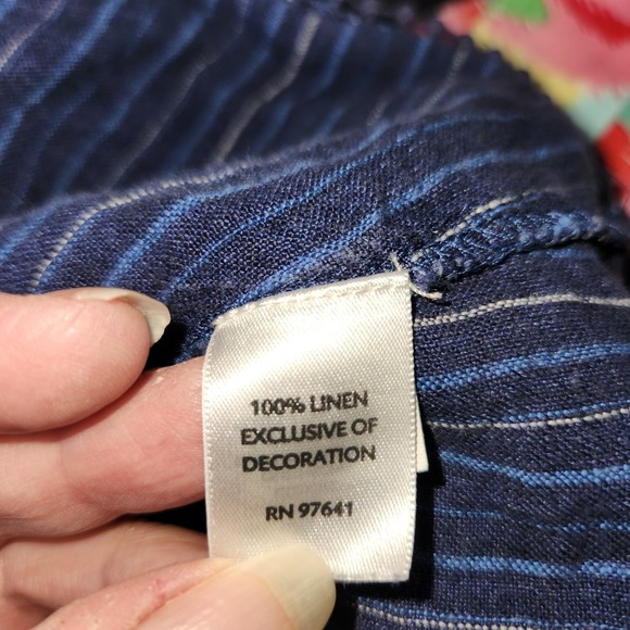 J. Jill Love Linen Blue Striped Dress Sleeveless Hi Lo Pocket Lagenlook XL - Picture 7 of 10